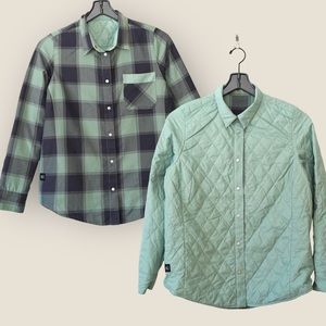 Flylow Reversible Plaid Flannel Shirt & Puffer Jacket Gray & Green Mens Size M